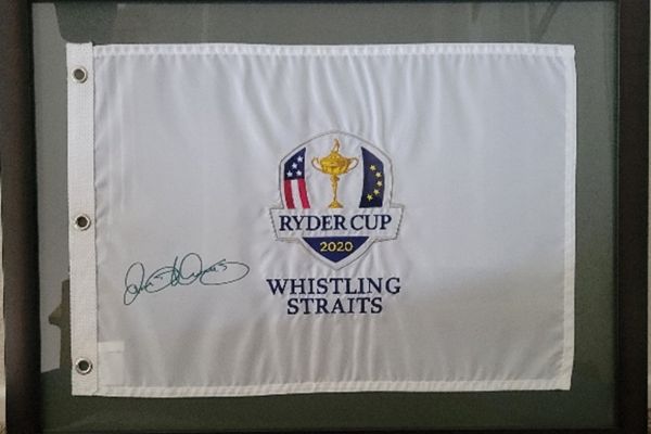 Physically disabled golfer having fun on the course